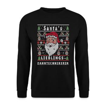 Noël moche LE PROTHÉSISTE DENTAIRE PRÉFÉRÉ DU PÈRE NOËL - Sweat-shirt Unisexe - noir - Devant - Alina (178cm) & Michal (187cm)