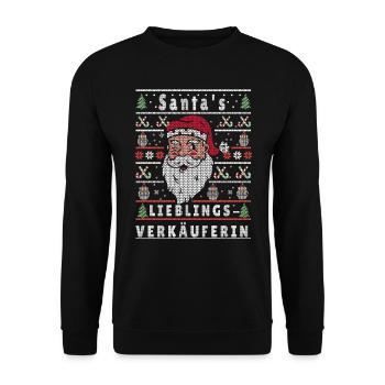 Noël moche LA VENDEUSE PRÉFÉRÉE DU PÈRE NOËL - Sweat-shirt Unisexe - noir - Devant - Alina (178cm) & Michal (187cm)