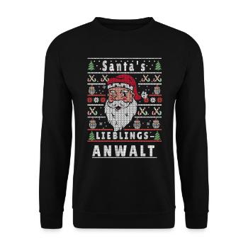 Noël laid Père Noël PRÉFÉRÉ Avocat - Sweat-shirt Unisexe - noir - Devant - Alina (178cm) & Michal (187cm)