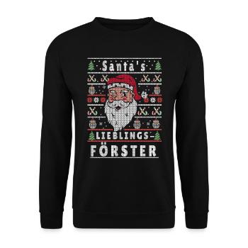 Ugly Christmas SANTA'S FAVORITE FORESTER - Unisex Sweatshirt - black - Front - Alina (178cm) & Michal (187cm)