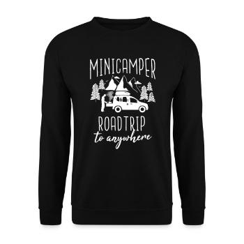 Minicamper Sayings Camping-Camper Microcamper - Unisex Sweatshirt - black - Front - Alina (178cm) & Michal (187cm)