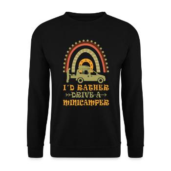 Minicamper Hobby Camping-Camper Microcamper - Unisex Sweatshirt - black - Front - Alina (178cm) & Michal (187cm)