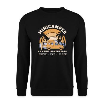 Minicamper ADVENTURES Camping-Camper Microcamper - Unisex Sweatshirt - black - Front - Alina (178cm) & Michal (187cm)