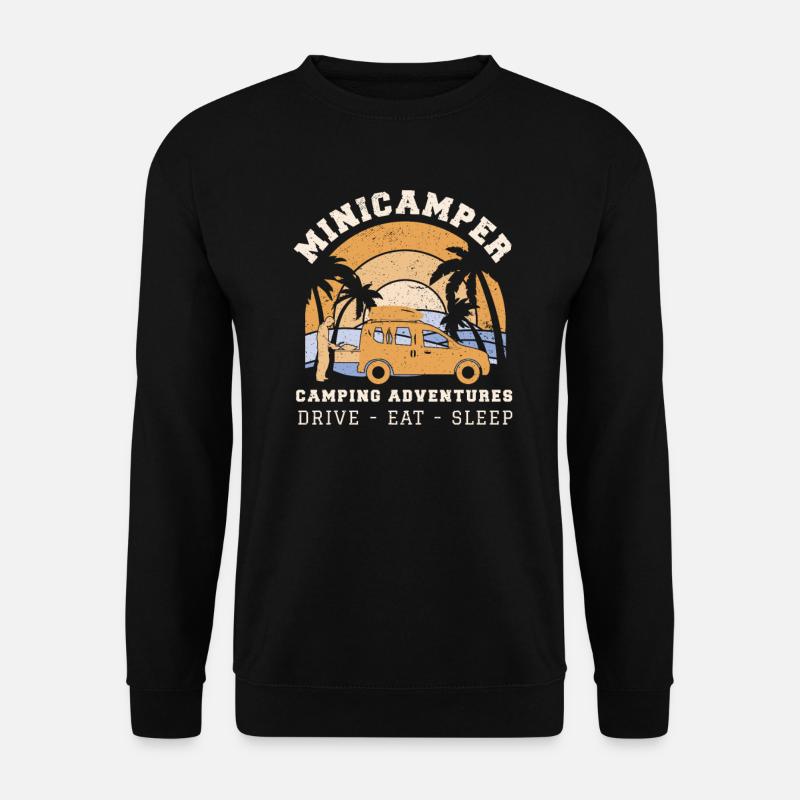 Minicamper ADVENTURES Camping-Camper Microcamper - Unisex Pullover - Schwarz