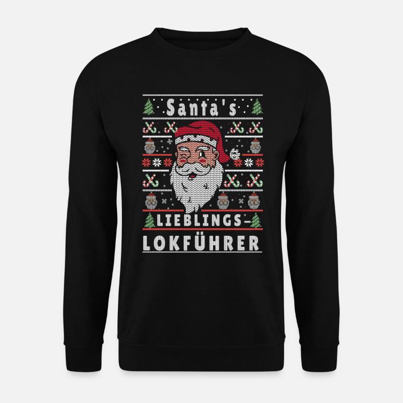 Ugly Weihnachten SANTAS LIEBLINGS Lokführer - Unisex Pullover - Schwarz
