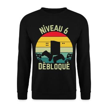 Niveau 6 Débloqué - Sweat-shirt Unisexe - noir - Devant - Alina (178cm) & Michal (187cm)