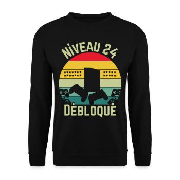 Niveau 24 Débloqué - Sweat-shirt Unisexe - noir - Devant - Alina (178cm) & Michal (187cm)