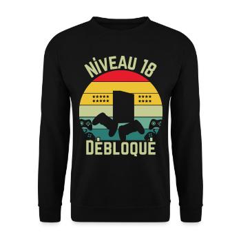 Level 18 Unlocked - Unisex Sweatshirt - black - Front - Alina (178cm) & Michal (187cm)