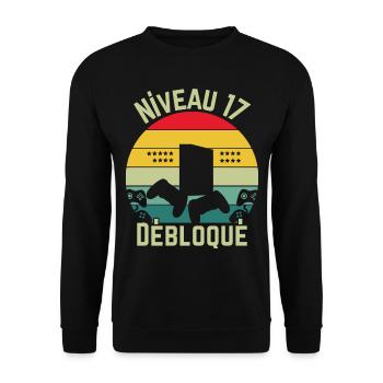 Niveau 17 Débloqué - Sweat-shirt Unisexe - noir - Devant - Alina (178cm) & Michal (187cm)