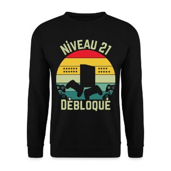Level 21 Unlocked - Unisex Sweatshirt - black - Front - Alina (178cm) & Michal (187cm)