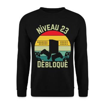Niveau 23 Débloqué - Sweat-shirt Unisexe - noir - Devant - Alina (178cm) & Michal (187cm)