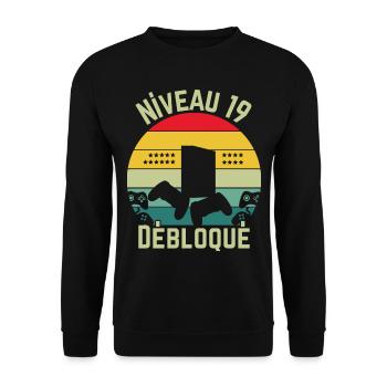 Level 19 Unlocked - Unisex Sweatshirt - black - Front - Alina (178cm) & Michal (187cm)