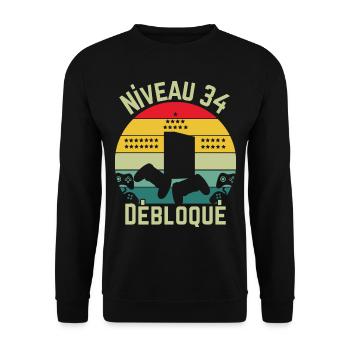 Niveau 34 Débloqué - Sweat-shirt Unisexe - noir - Devant - Alina (178cm) & Michal (187cm)