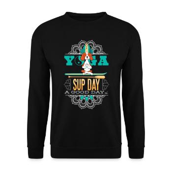 SUP paddleboarding Stand Up Paddle Hunde Yoga - Unisex Pullover - Schwarz - Vorne - Alina (178cm) & Michal (187cm)
