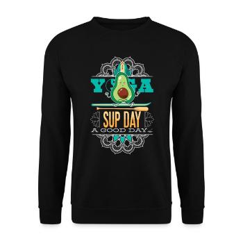 SUP paddleboarding Stand Up Paddle Avocado Yoga - Unisex Pullover - Schwarz - Vorne - Alina (178cm) & Michal (187cm)
