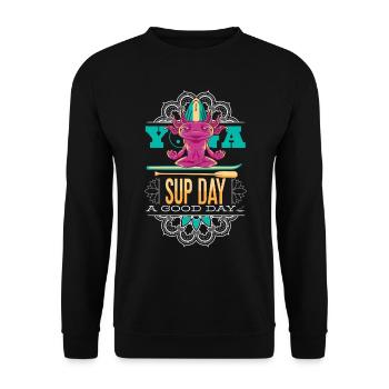 SUP paddleboarding Stand Up Paddle Axolots Yoga - Unisex Sweatshirt - black - Front - Alina (178cm) & Michal (187cm)