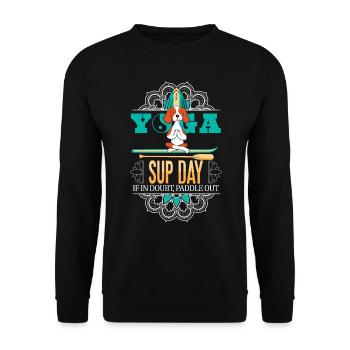 SUP paddleboarding Stand Up Paddle Hunde Yoga - Unisex Pullover - Schwarz - Vorne - Alina (178cm) & Michal (187cm)