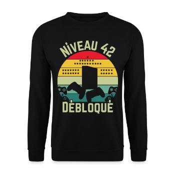 Niveau 42 Débloqué - Sweat-shirt Unisexe - noir - Devant - Alina (178cm) & Michal (187cm)