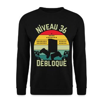 Level 36 Unlocked - Unisex Sweatshirt - black - Front - Alina (178cm) & Michal (187cm)