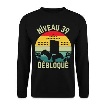 Niveau 39 Débloqué - Sweat-shirt Unisexe - noir - Devant - Alina (178cm) & Michal (187cm)