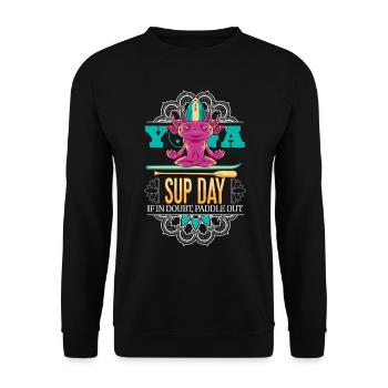 SUP paddleboarding Stand Up Paddle Axolots Yoga - Unisex Pullover - Schwarz - Vorne - Alina (178cm) & Michal (187cm)