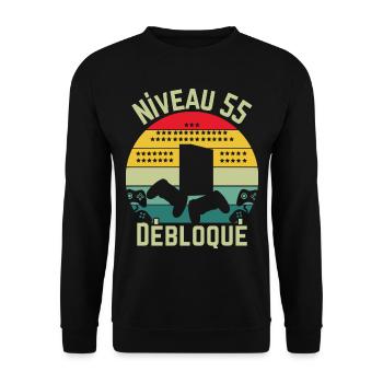 Niveau 55 Débloqué - Sweat-shirt Unisexe - noir - Devant - Alina (178cm) & Michal (187cm)