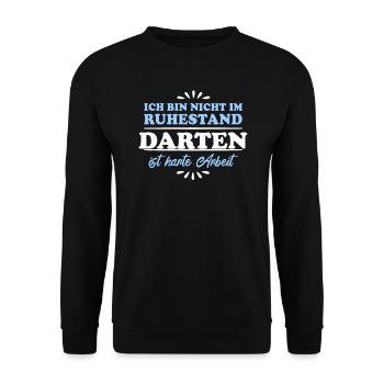 Ruhestand Rentner Pensioner Dart - Unisex Pullover - Schwarz - Vorne - Alina (178cm) & Michal (187cm)