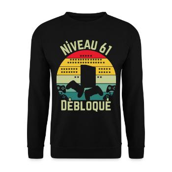Level 61 Unlocked - Unisex Sweatshirt - black - Front - Alina (178cm) & Michal (187cm)