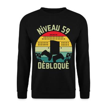 Niveau 59 Débloqué - Sweat-shirt Unisexe - noir - Devant - Alina (178cm) & Michal (187cm)