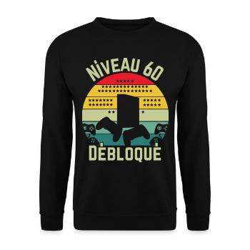 Level 60 freigeschaltet - Unisex Pullover - Schwarz - Vorne - Alina (178cm) & Michal (187cm)