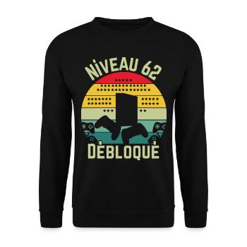 Level 62 Unlocked - Unisex Sweatshirt - black - Front - Alina (178cm) & Michal (187cm)