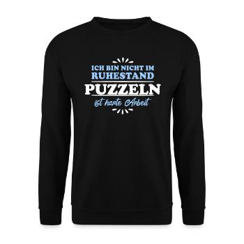 Ruhestand Rentner Pensioner Puzzeln - Unisex Pullover - Schwarz - Vorne - Alina (178cm) & Michal (187cm)