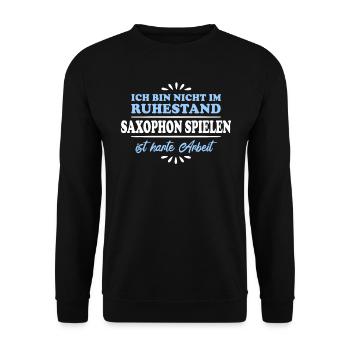Pensionné Retraité Joueur de saxophone - Sweat-shirt Unisexe - noir - Devant - Alina (178cm) & Michal (187cm)
