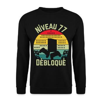 Stufe 77 Losgelöst - Unisex Pullover - Schwarz - Vorne - Alina (178cm) & Michal (187cm)