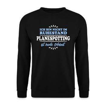 Ruhestand Rentner Pensioner Planespotter - Unisex Pullover - Schwarz - Vorne - Alina (178cm) & Michal (187cm)
