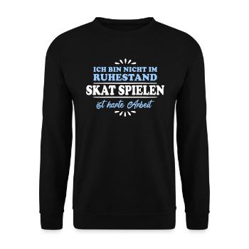 Retirement Pensioner Pensioner Skat Player - Unisex Sweatshirt - black - Front - Alina (178cm) & Michal (187cm)