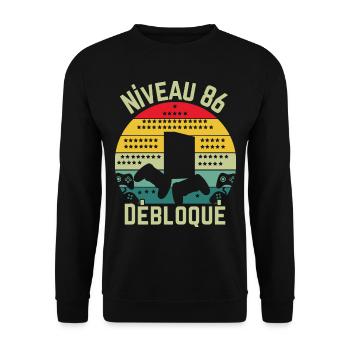 Level 86 Unlocked - Unisex Sweatshirt - black - Front - Alina (178cm) & Michal (187cm)