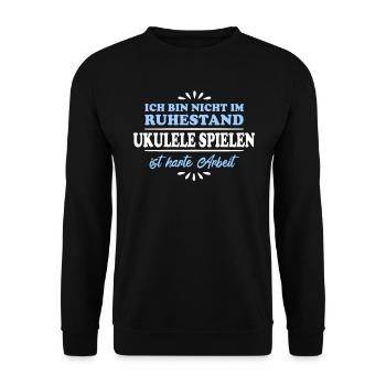 Ruhestand Rentner Pensioner Ukulele-Spieler - Unisex Pullover - Schwarz - Vorne - Alina (178cm) & Michal (187cm)