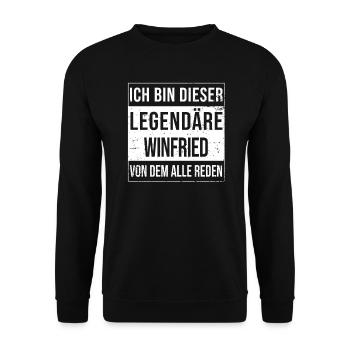 Ich bin dieser legendäre für Winfried - Unisex Pullover - Schwarz - Vorne - Alina (178cm) & Michal (187cm)