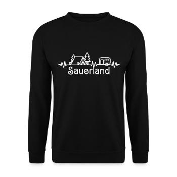 Sauerland Caravan Camping Hiking Heartbeat - Unisex Sweatshirt - black - Front - Alina (178cm) & Michal (187cm)