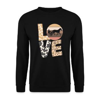 Trabrennpferd Trabrennsport Pferdesport Pferde - Unisex Pullover - Schwarz - Vorne - Alina (178cm) & Michal (187cm)