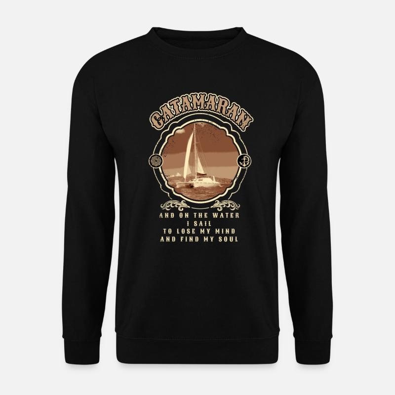 Catamaran-Boot Segelboot Segeln Segler Vintage - Unisex Pullover - Schwarz