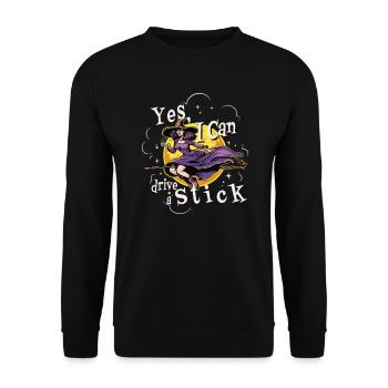 Yes, I Can Drive a Stick Witch Gothic lustig - Unisex Pullover - Schwarz - Vorne - Alina (178cm) & Michal (187cm)