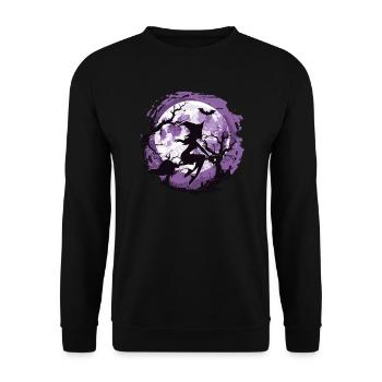 Gothic Hexen Geschenkidee okkulter lila Mond - Unisex Pullover - Schwarz - Vorne - Alina (178cm) & Michal (187cm)
