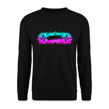 Harmonica player musician heartbeat - Unisex Sweatshirt - black - Front - Alina (178cm) & Michal (187cm)