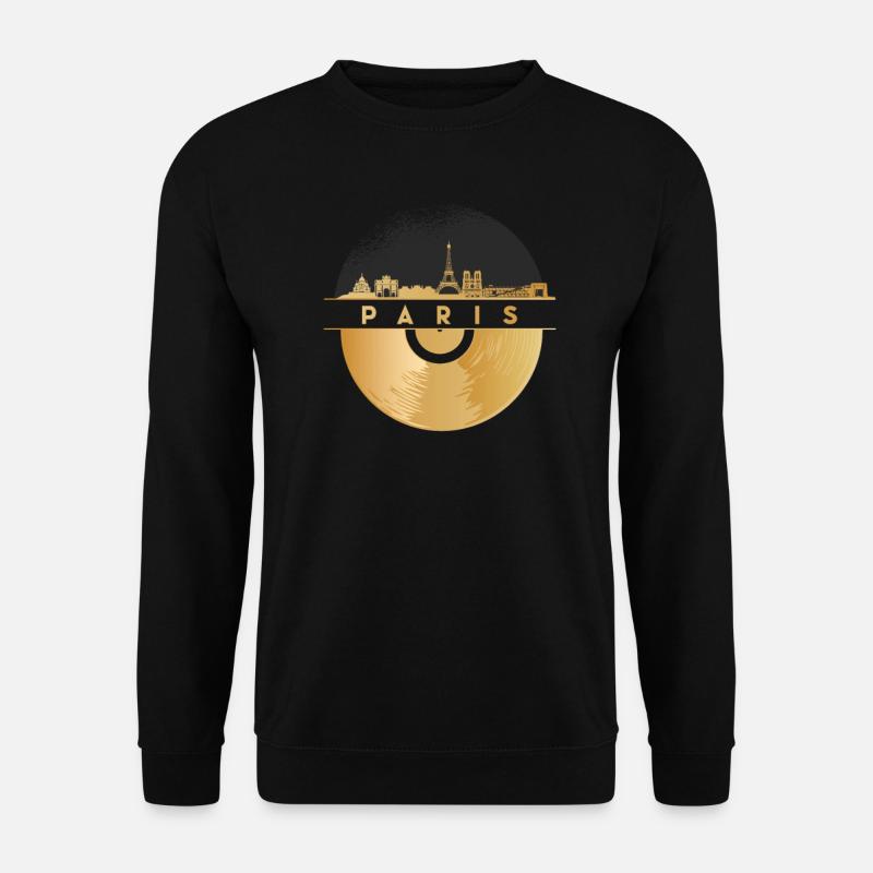 Disque Vinyle Disco Music Skyline-Paris - Sweat-shirt Unisexe - noir