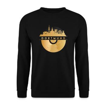 Vinyl-Schallplatte Disco-Musik Skyline-Dortmund - Unisex Pullover - Schwarz - Vorne - Alina (178cm) & Michal (187cm)