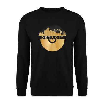 Skyline-Detroit Raver Rave DJ House-Vinyl-Music - Unisex Sweatshirt - black - Front - Alina (178cm) & Michal (187cm)