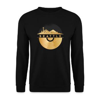 Vinyl-Schallplatte Disco-Musik Skyline-SEATTLE - Unisex Pullover - Schwarz - Vorne - Alina (178cm) & Michal (187cm)