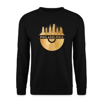 Disque vinyle Disco Musique Skyline - Sweat-shirt Unisexe - noir - Devant - Alina (178cm) & Michal (187cm)